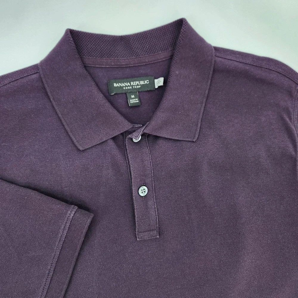 Banana Republic Mens Core Temp Polo‎ Size M Deep Purple Preppy Casual Everyday